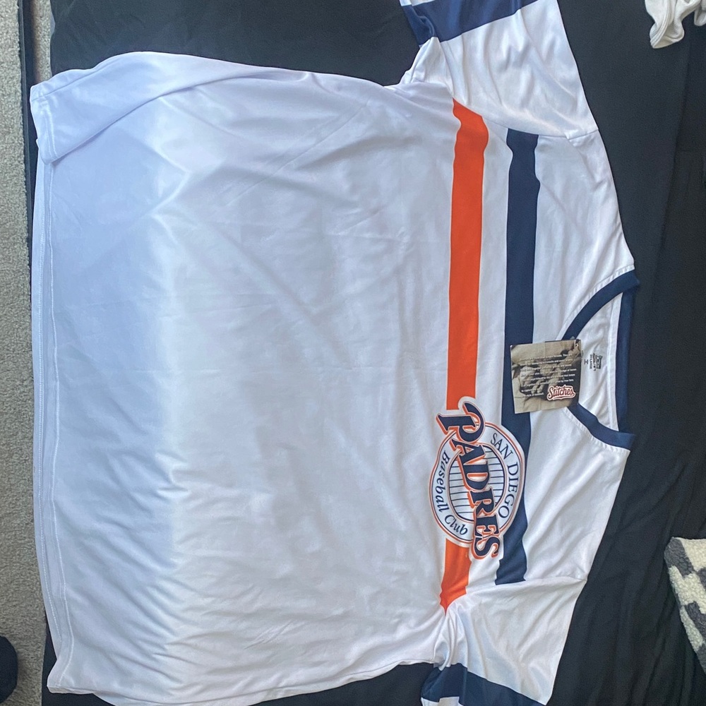 Stitches White and Blue Short Sleeve Tee